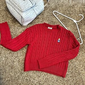 Vintage Sweater Womens S Red Long Sleeve Croptop Style